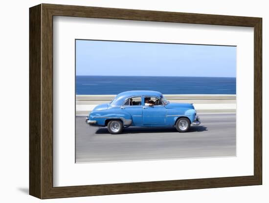 Panned' Shot of Old Blue American Car to Capture Sense of Movement-Lee Frost-Framed Photographic Print