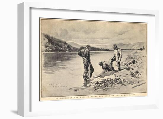 Panning Gold on the Yukon River Klondike Canada-C.e. Fripp-Framed Art Print