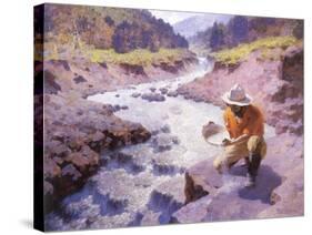 Panning Gold, Wyoming, 1949-William Robinson Leigh-Stretched Canvas