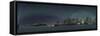 Panorama at the Norwegian Mainland with Flashlight Glow in the Sky, Trees, Milky Way, Snow-Niki Haselwanter-Framed Stretched Canvas