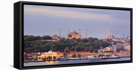 Panorama. Blue Mosque and Hagia Sophia on the Golden Horn. Istanbul. Turkey-Tom Norring-Framed Stretched Canvas