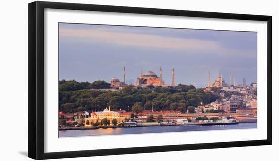 Panorama. Blue Mosque and Hagia Sophia on the Golden Horn. Istanbul. Turkey-Tom Norring-Framed Photographic Print