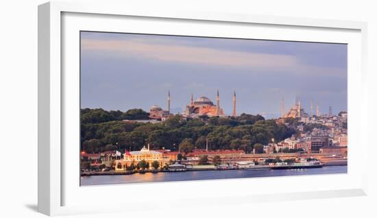 Panorama. Blue Mosque and Hagia Sophia on the Golden Horn. Istanbul. Turkey-Tom Norring-Framed Photographic Print