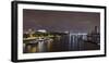 Panorama, City of London, the Thames, Night Photography, London, England, Uk-Axel Schmies-Framed Photographic Print