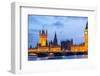 Panorama Cityscape of Big Ben and Westminster Bridge with River Thames London England UK-vichie81-Framed Photographic Print