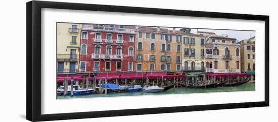 Panorama. Gondolas and Restaurants at Grand Canal. Venice. Italy-Tom Norring-Framed Photographic Print