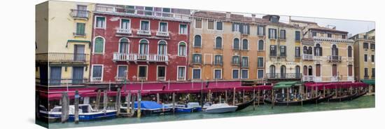Panorama. Gondolas and Restaurants at Grand Canal. Venice. Italy-Tom Norring-Stretched Canvas