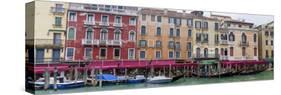 Panorama. Gondolas and Restaurants at Grand Canal. Venice. Italy-Tom Norring-Stretched Canvas