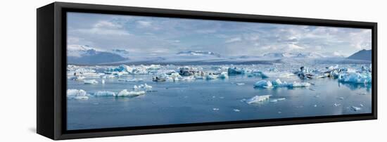 Panorama, Jškulsarlon - Glacier Lagoon in Morning Light-Catharina Lux-Framed Stretched Canvas