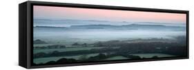 Panorama Misty Countryside Landscape Vibrant Dawn Sunrise-Veneratio-Framed Stretched Canvas