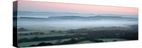 Panorama Misty Countryside Landscape Vibrant Dawn Sunrise-Veneratio-Stretched Canvas