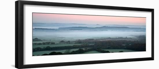 Panorama Misty Countryside Landscape Vibrant Dawn Sunrise-Veneratio-Framed Photographic Print