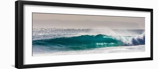 Panorama of a beautiful backlit wave breaking off a beach, Hawaii-Mark A Johnson-Framed Premium Photographic Print