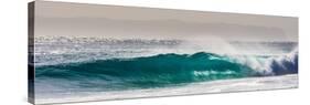 Panorama of a beautiful backlit wave breaking off a beach, Hawaii-Mark A Johnson-Stretched Canvas