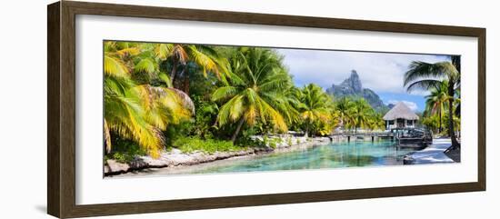 Panorama of a Beautiful Coast with Otemanu Mountain View on Bora Bora Island-BlueOrange Studio-Framed Photographic Print