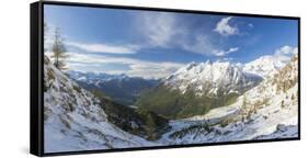 Panorama of Alpe Fora with Monte Disgrazia in the background, Malenco Valley, Province of Sondrio, -Roberto Moiola-Framed Stretched Canvas