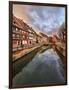 Panorama of colored houses reflected in River Lauch at sunset, Petite Venise, Colmar, Haut-Rhin dep-Roberto Moiola-Framed Photographic Print