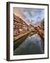 Panorama of colored houses reflected in River Lauch at sunset, Petite Venise, Colmar, Haut-Rhin dep-Roberto Moiola-Framed Photographic Print