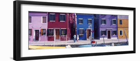 Panorama of Colourful Houses, Burano, Venice, Veneto, Italy-Doug Pearson-Framed Photographic Print