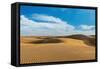 Panorama of Dunes Landscape with Dramatic Clouds in Thar Desert. Sam Sand Dunes, Rajasthan, India-f9photos-Framed Stretched Canvas