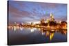 Panorama of Frankfurt Am Mine at Night, Germany-Zoom-zoom-Stretched Canvas