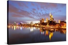 Panorama of Frankfurt Am Mine at Night, Germany-Zoom-zoom-Stretched Canvas