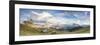 Panorama of green meadows and huts of the Odle mountain range seen from Seceda, Val Gardena, Trenti-Roberto Moiola-Framed Photographic Print