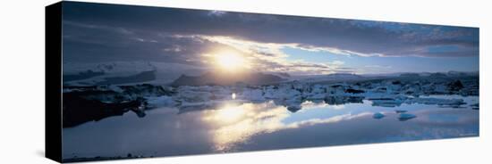 Panorama of Jokulsarlon Glacial Lagoon, Iceland-Peter Adams-Stretched Canvas