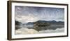 Panorama of Kochelsee framed by pink clouds at sunset, Schlehdorf, Bavaria, Germany, Europe-Roberto Moiola-Framed Photographic Print