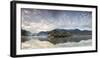 Panorama of Kochelsee framed by pink clouds at sunset, Schlehdorf, Bavaria, Germany, Europe-Roberto Moiola-Framed Photographic Print