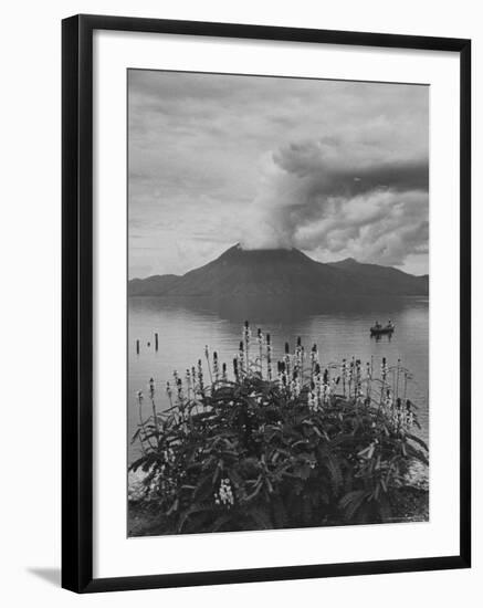 Panorama of Lake Atitlan with Volcano Smoking in Background-Cornell Capa-Framed Photographic Print