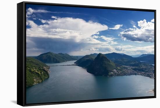 Panorama of Lake Lugano-Circumnavigation-Framed Stretched Canvas