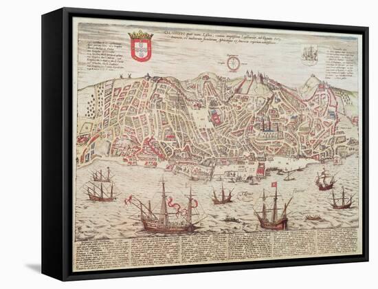 Panorama of Lisbon, 1572-null-Framed Stretched Canvas