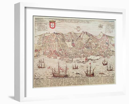 Panorama of Lisbon, 1572-null-Framed Giclee Print