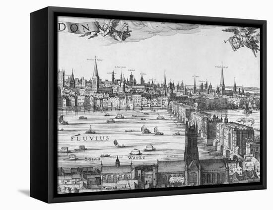 Panorama of London, 1616-Claes Jansz Visscher-Framed Stretched Canvas