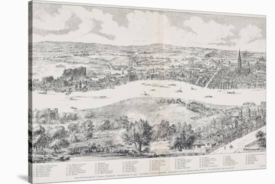 Panorama of London, Westminster and Southwark, Illustration from 'Maps of Old London', 1543-Anthonis van den Wyngaerde-Stretched Canvas