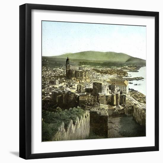 Panorama of Malaga (Spain)-Leon, Levy et Fils-Framed Photographic Print