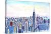 Panorama of Manhattan with Brooklyn-Markus Bleichner-Stretched Canvas