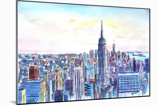 Panorama of Manhattan with Brooklyn-Markus Bleichner-Mounted Art Print