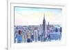 Panorama of Manhattan with Brooklyn-Markus Bleichner-Framed Art Print