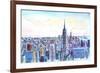 Panorama of Manhattan with Brooklyn-Markus Bleichner-Framed Art Print