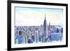 Panorama of Manhattan with Brooklyn-Markus Bleichner-Framed Art Print