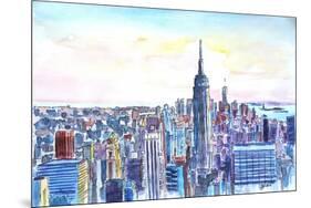 Panorama of Manhattan with Brooklyn-Markus Bleichner-Mounted Art Print