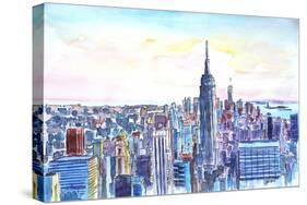 Panorama of Manhattan with Brooklyn-Markus Bleichner-Stretched Canvas