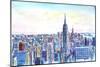 Panorama of Manhattan with Brooklyn-Markus Bleichner-Mounted Premium Giclee Print