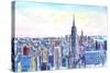 Panorama of Manhattan with Brooklyn-Markus Bleichner-Stretched Canvas