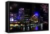 Panorama of Melbourne City, with New Year Fireworks-Robyn Mackenzie-Framed Stretched Canvas