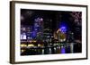 Panorama of Melbourne City, with New Year Fireworks-Robyn Mackenzie-Framed Photographic Print