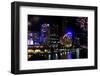 Panorama of Melbourne City, with New Year Fireworks-Robyn Mackenzie-Framed Photographic Print