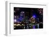 Panorama of Melbourne City, with New Year Fireworks-Robyn Mackenzie-Framed Photographic Print